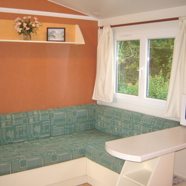 Intérieur du Mobil-home Bocage en location au camping Le Clos Normand en Normandie